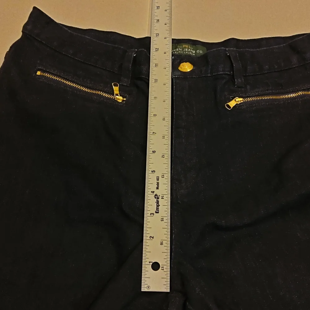 Lauren‎ Ralph Lauren Jeans, Double Zipper Front Pockets, Dark Blue, Size 14